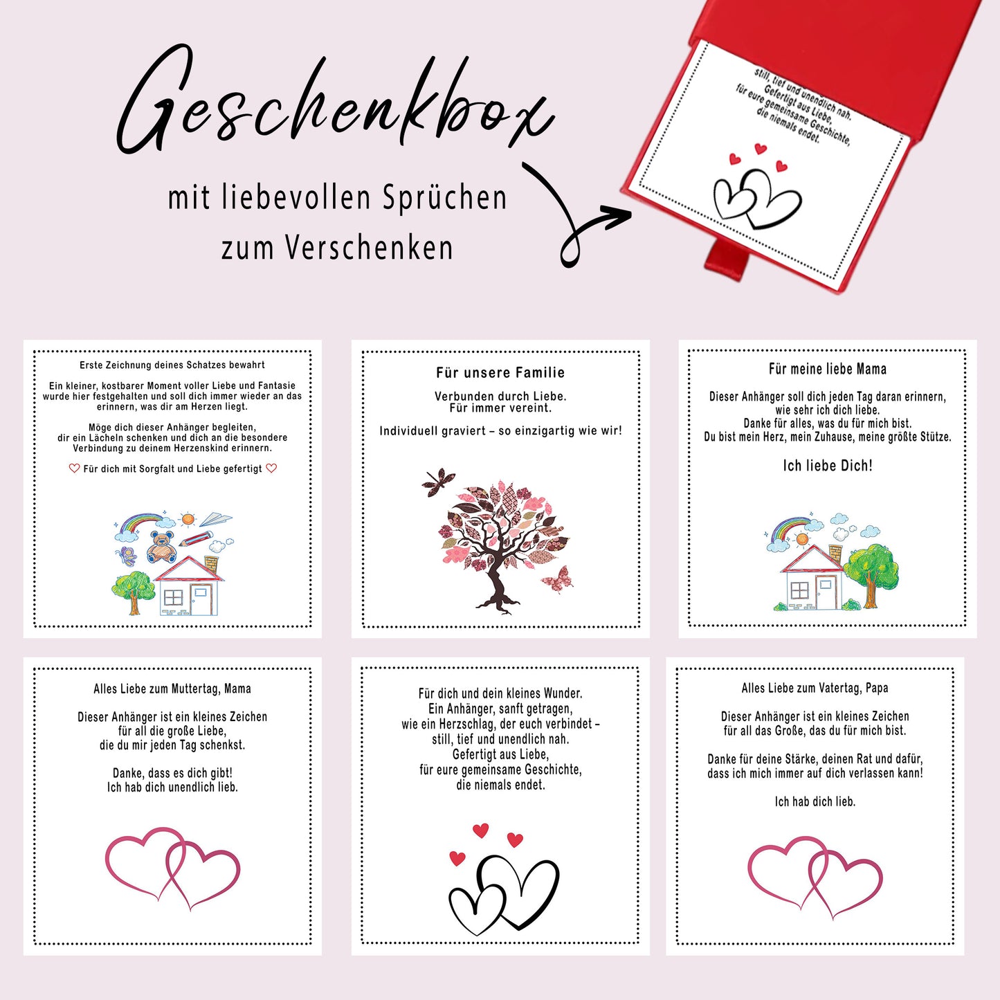Foto Kinderzeichnung Halskette Gravur Geschenkbox