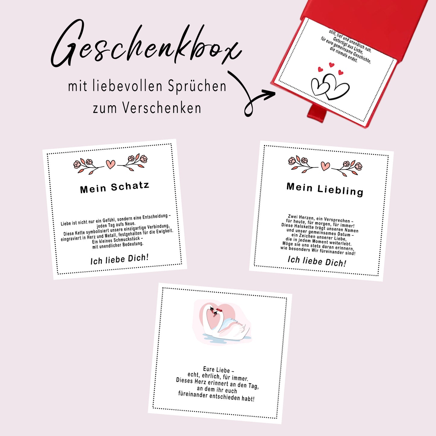Verlobungs-Herz-Halskette Gravur Geschenkbox