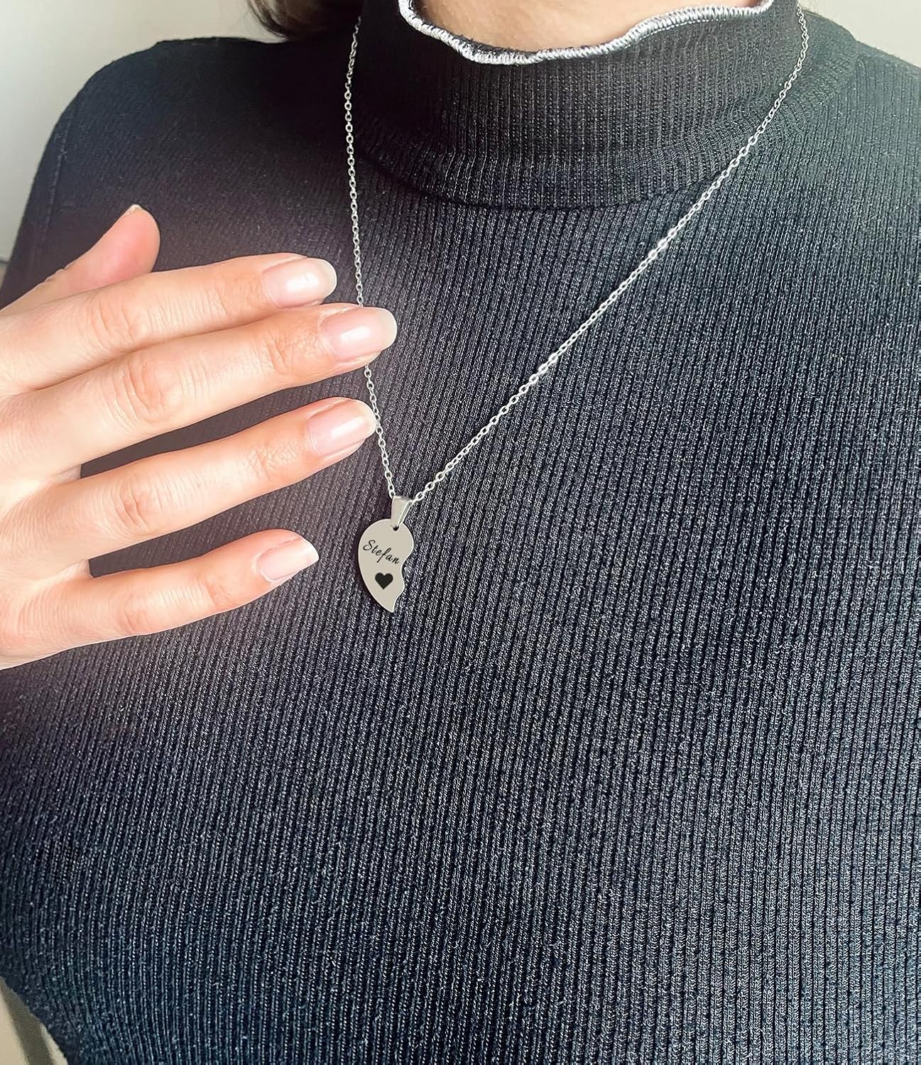 Paar-Herz-Halskette Gravur Silber Geschenk