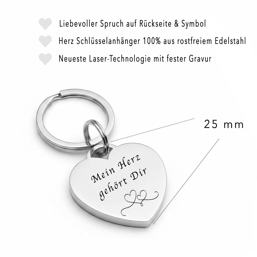 Personalisierter Schlüsselanhänger mit Foto-Gravur in Herzform als Erinnerung oder Geschenk