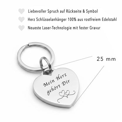Personalisierter Schlüsselanhänger mit Foto-Gravur in Herzform als Erinnerung oder Geschenk