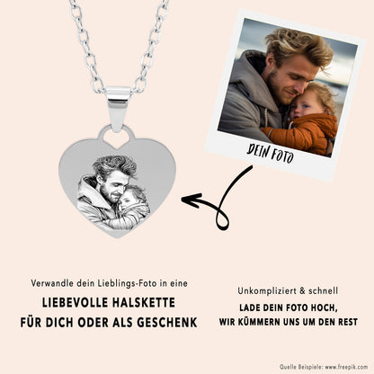 Foto Gravur Herz Halskette Silber Geschenk