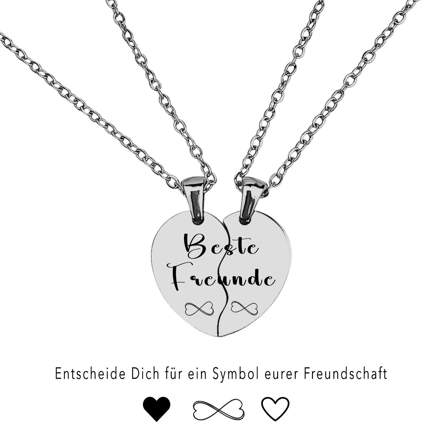 Beste Freunde Symbole Halskette Gravur Silber Geschenk