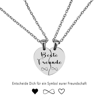 Beste Freunde Symbole Halskette Gravur Silber Geschenk