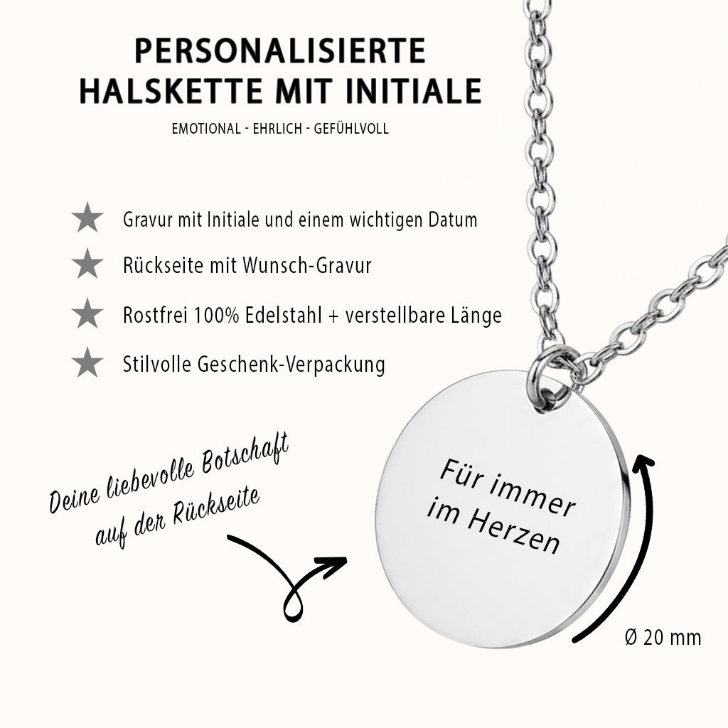 Personalisierte Halskette mit Initiale & Datumsgravur - Symbolischer Schmuck als Geschenk