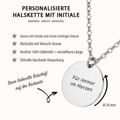 Personalisierte Halskette mit Initiale & Datumsgravur - Symbolischer Schmuck als Geschenk
