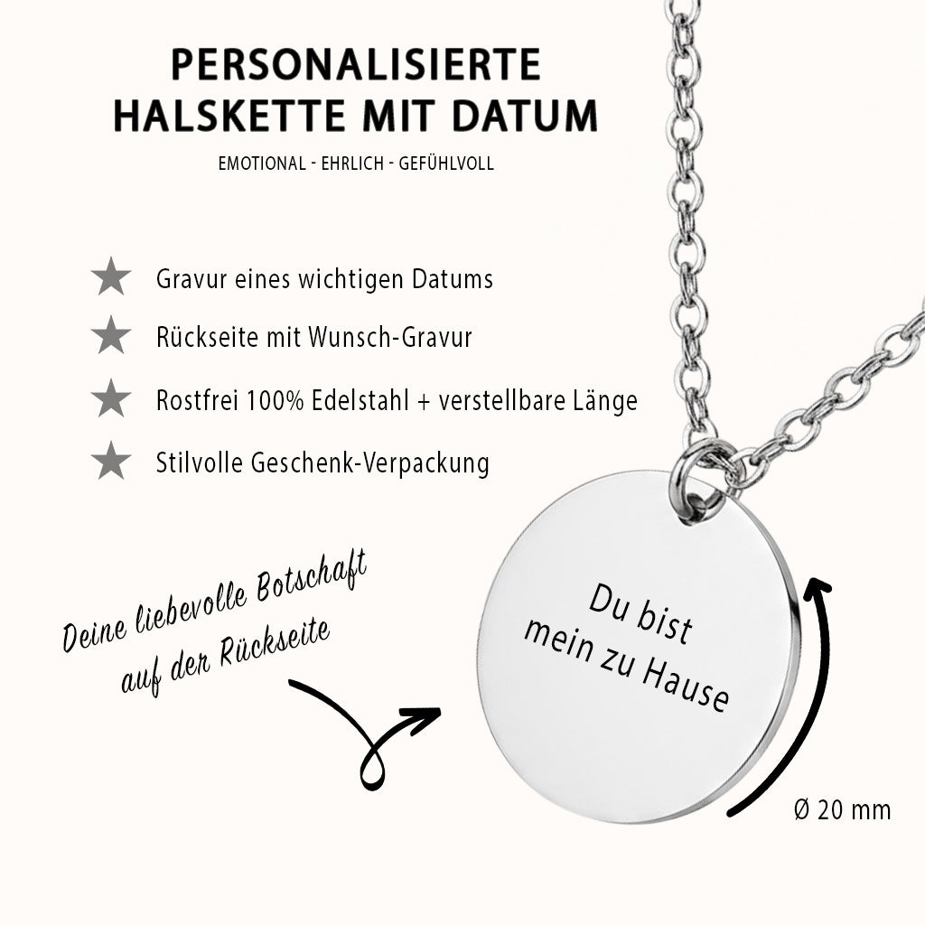 Personalisierte Halskette mit Datumsgravur - Symbolischer Schmuck als Geschenk