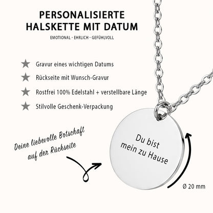 Personalisierte Halskette mit Datumsgravur - Symbolischer Schmuck als Geschenk
