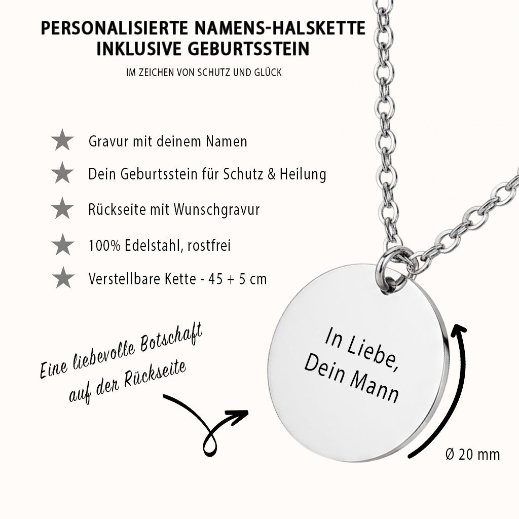 Personalisierte Namenskette mit Geburtsstein - Individuelles Geschenk