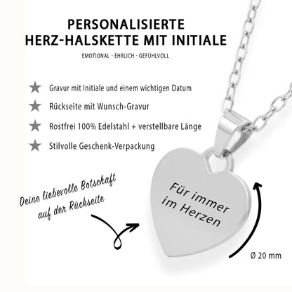 Personalisierte Herz Halskette mit Initiale - Symbolischer Schmuck als Geschenk