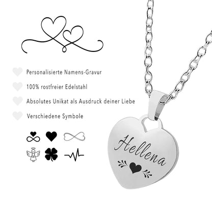 Herz Namen Halskette Gravur Silber Geschenk