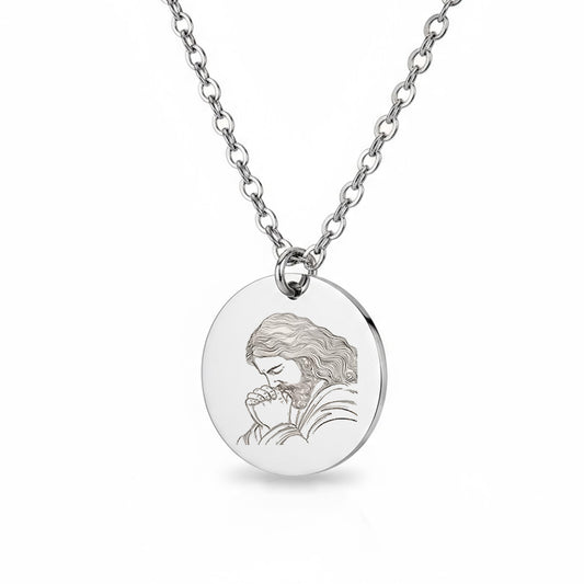 Jesus Christliche Halskette Gravur Silber Geschenk