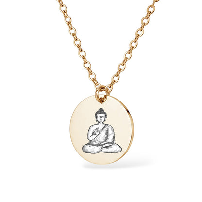 Buddha Buddhistische Halskette Gravur Gold Geschenk