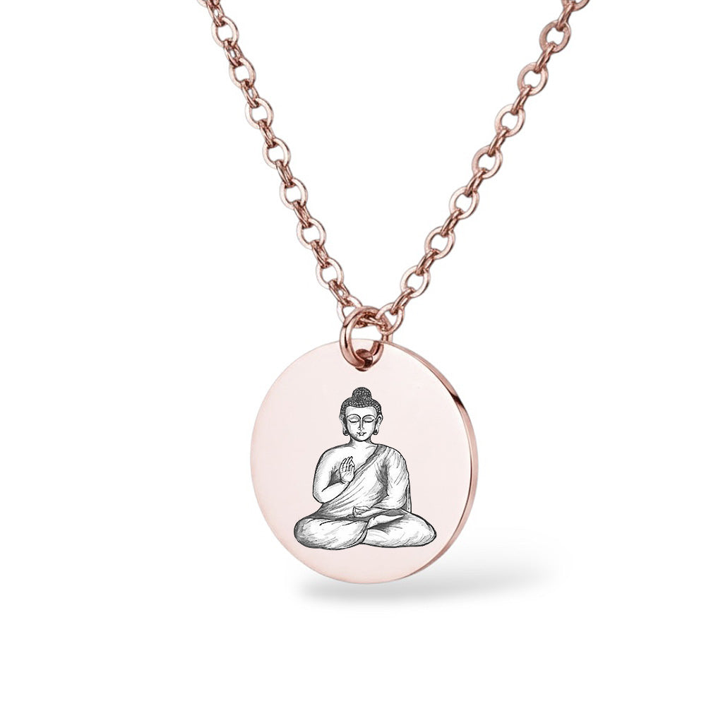 Buddha Buddhistische Halskette Gravur Rosegold Geschenk