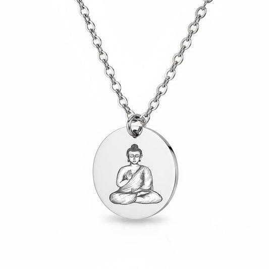 Buddha Buddhistische Halskette Gravur Silber Geschenk