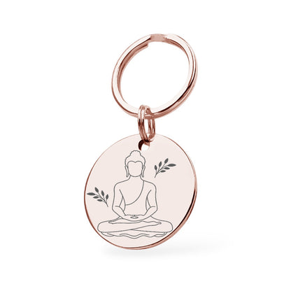 Buddhistischer Schlüsselanhänger Gravur Rosegold Geschenk