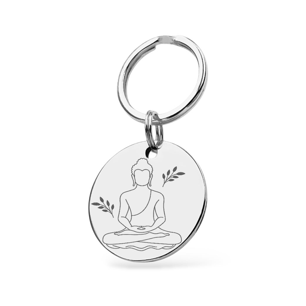 Buddhistischer Schlüsselanhänger Gravur Silber Geschenk