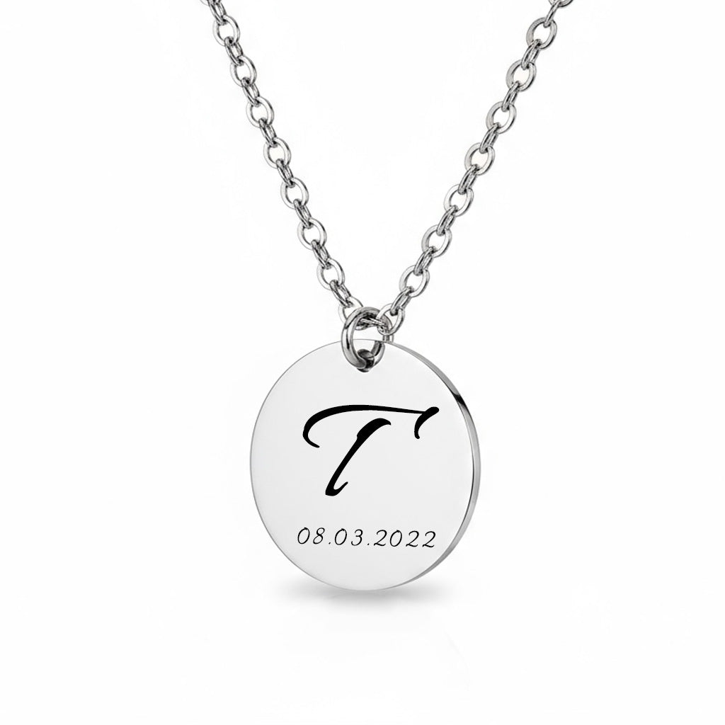 Personalisierte Halskette mit Initiale & Datumsgravur - Symbolischer Schmuck als Geschenk
