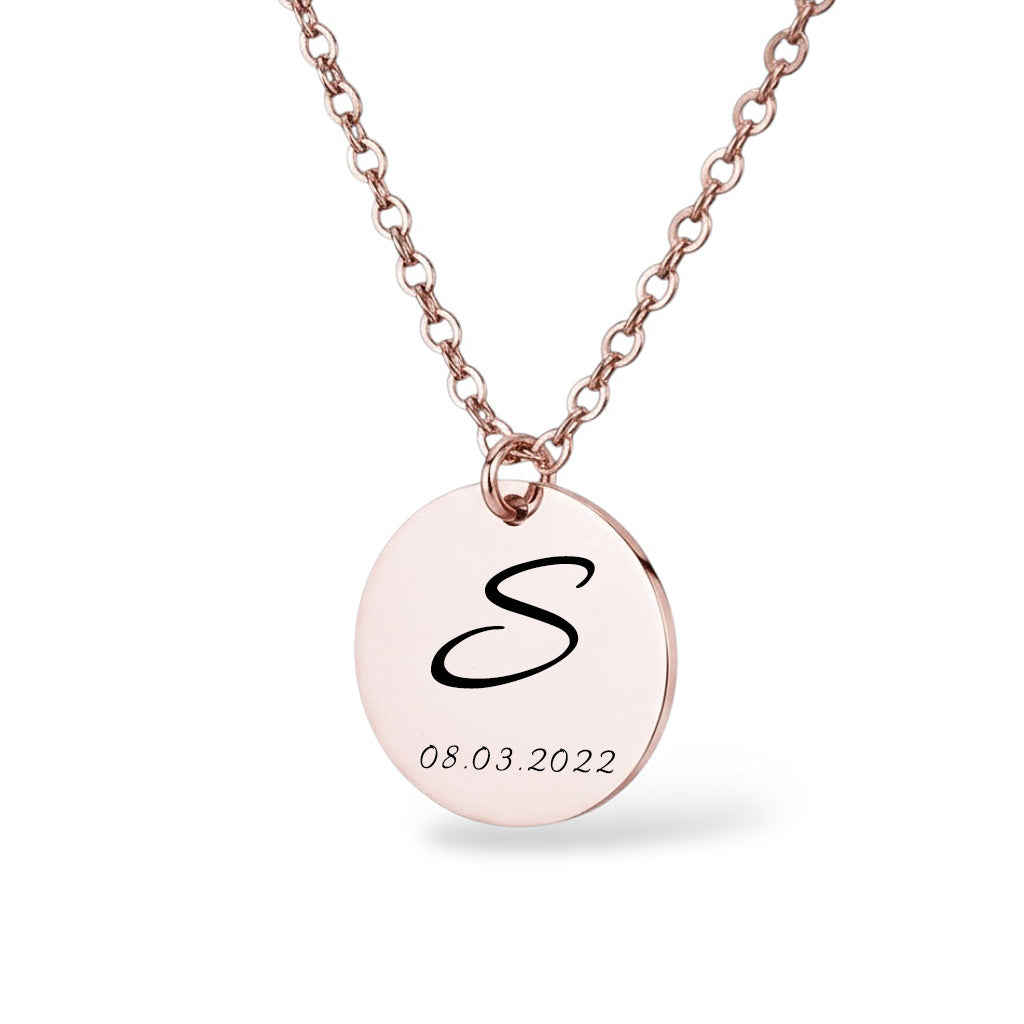Initiale und Datum Halskette Gravur Rosegold Geschenk