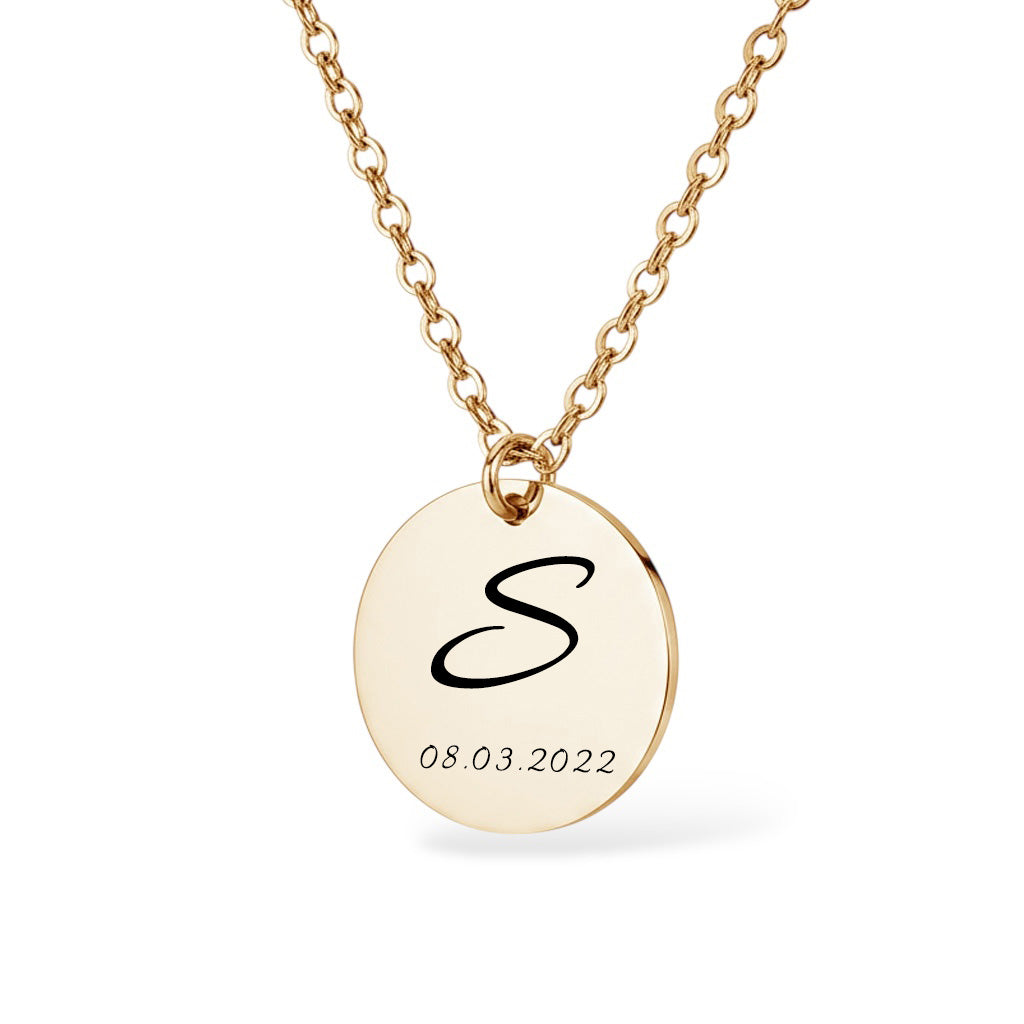 Initiale und Datum Halskette Gravur Gold Geschenk