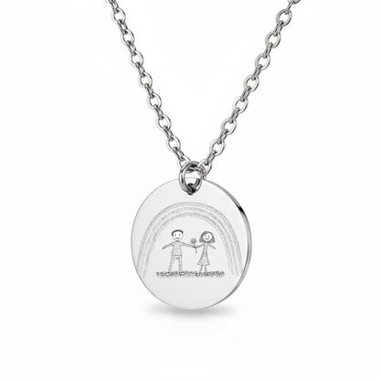 Foto Kinderzeichnung Halskette Gravur Silber Geschenk