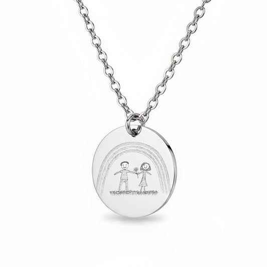 Foto Kinderzeichnung Halskette Gravur Silber Geschenk