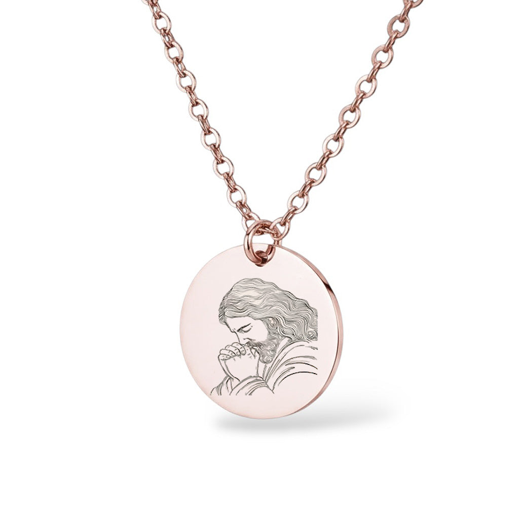 Jesus Christliche Halskette Gravur Rosegold Geschenk