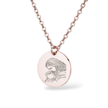 Jesus Christliche Halskette Gravur Rosegold Geschenk