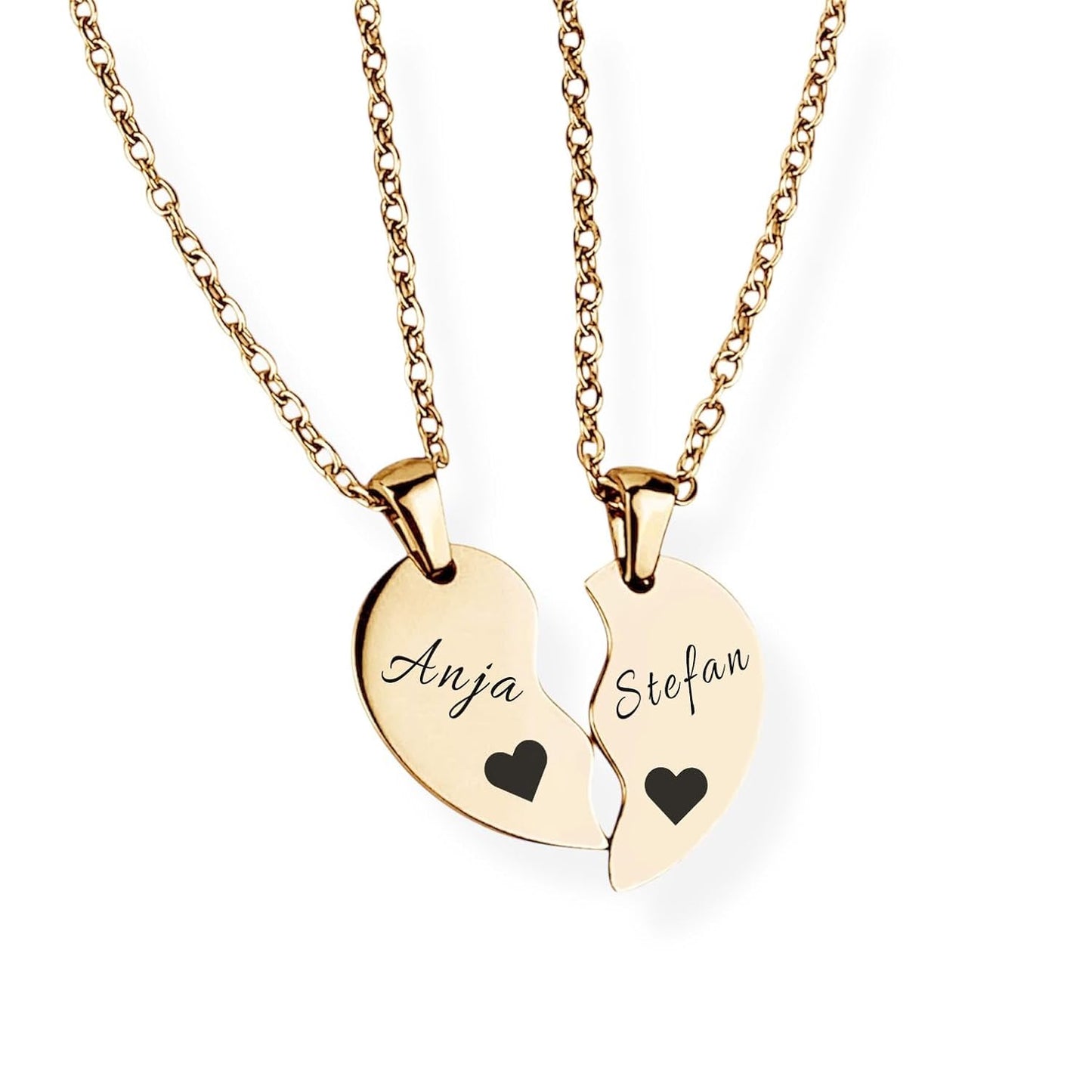 Paar-Herz-Halskette Gravur Gold Geschenk