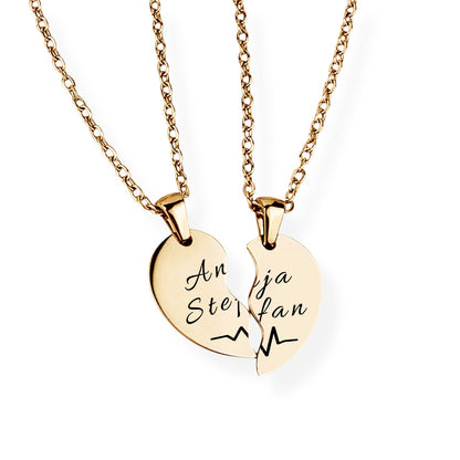 Paar-Herz-Halskette Gravur Gold Geschenk