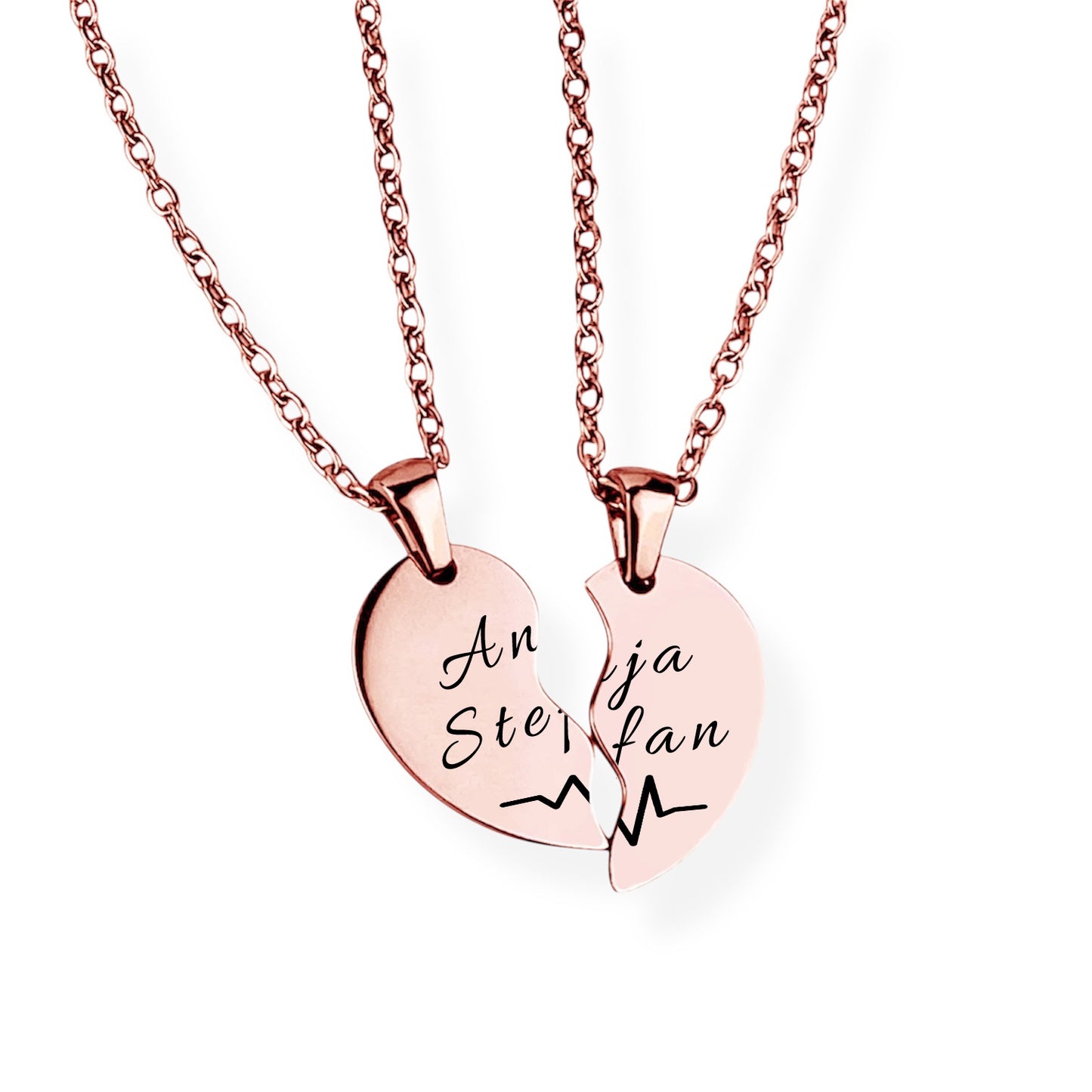 Paar-Herz-Halskette Gravur Rosegold Geschenk