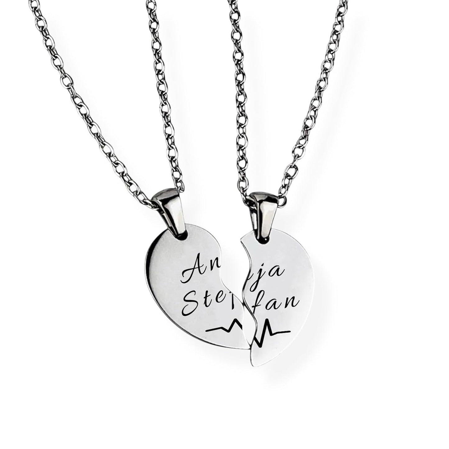 Paar-Herz-Halskette Gravur Silber Geschenk