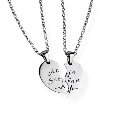 Paar-Herz-Halskette Gravur Silber Geschenk