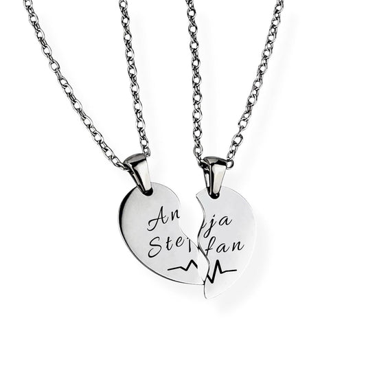 Paar-Herz-Halskette Gravur Silber Geschenk