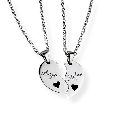 Paar-Herz-Halskette Gravur Silber Geschenk