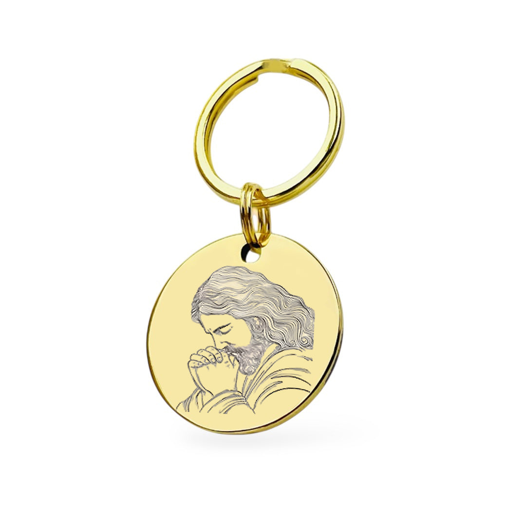 Christlicher Schlüsselanhänger Gravur Gold Geschenk