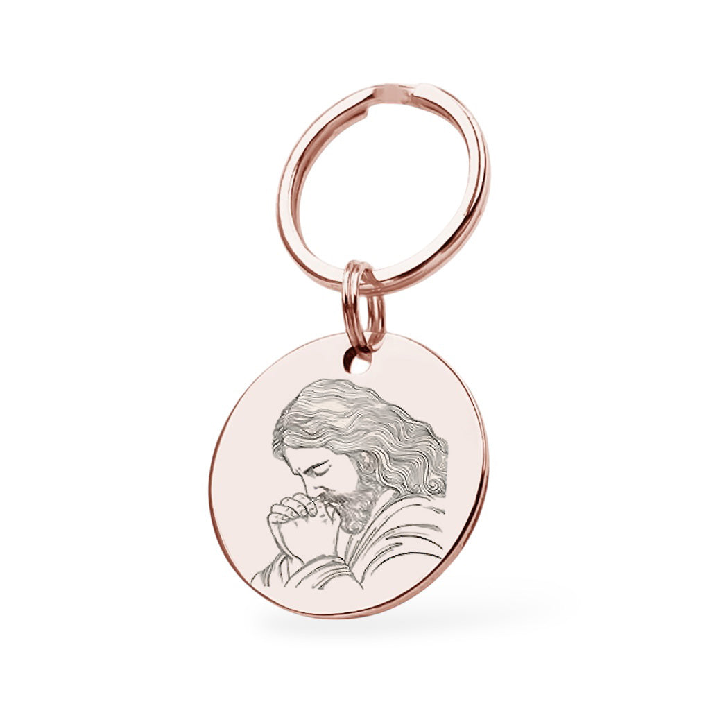 Christlicher Schlüsselanhänger Gravur Rosegold Geschenk