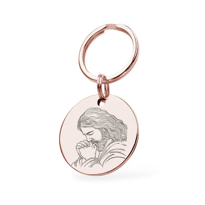 Christlicher Schlüsselanhänger Gravur Rosegold Geschenk