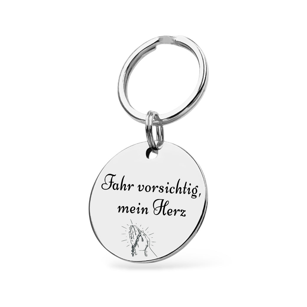 Fahr vorsichtig mein Herz Schlüsselanhänger Gravur Silber Geschenk