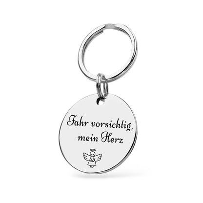 Fahr vorsichtig mein Herz Schlüsselanhänger Gravur Silber Geschenk