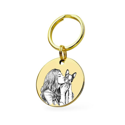 Schlüsselanhänger Foto-Gravur Gold Geschenk
