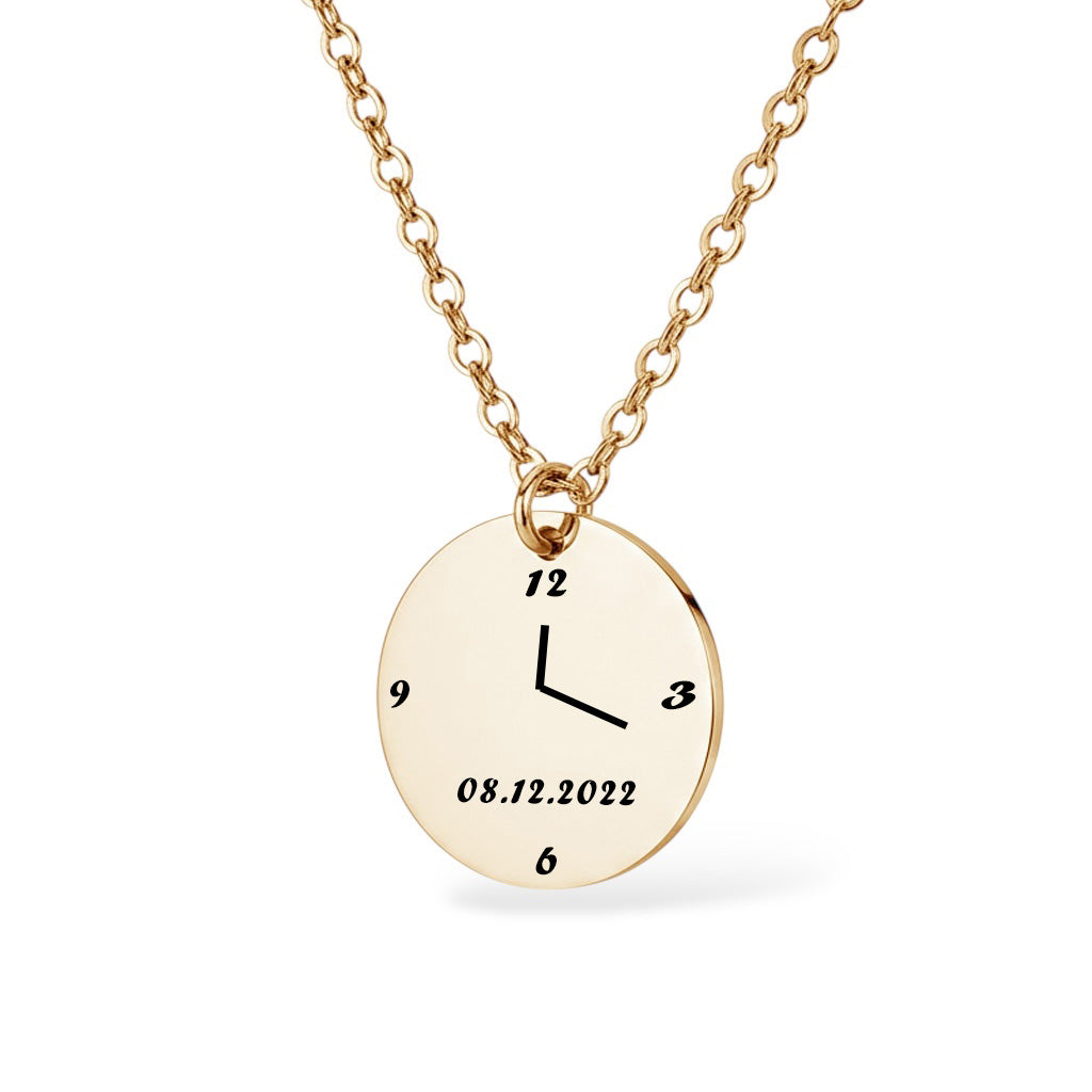 Geburtsuhr Halskette Gravur Gold Geschenk