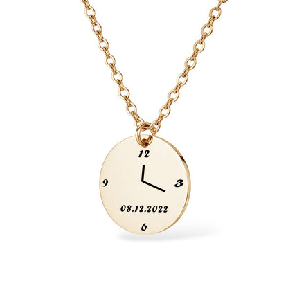Geburtsuhr Halskette Gravur Gold Geschenk