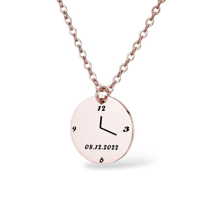 Geburtsuhr Halskette Gravur Rosegold Geschenk
