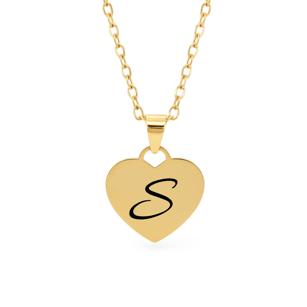 Initiale Herz Halskette Gravur Gold Geschenk
