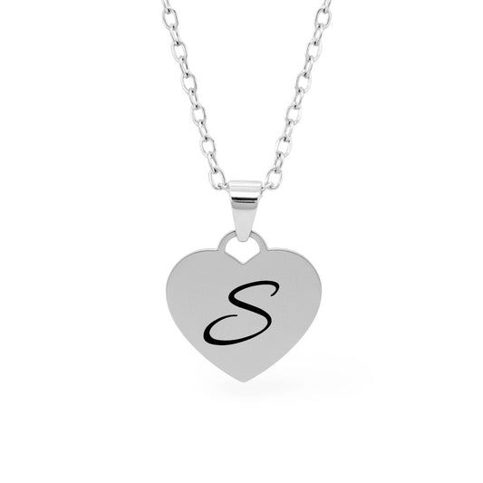 Initiale Herz Halskette Gravur Silber Geschenk