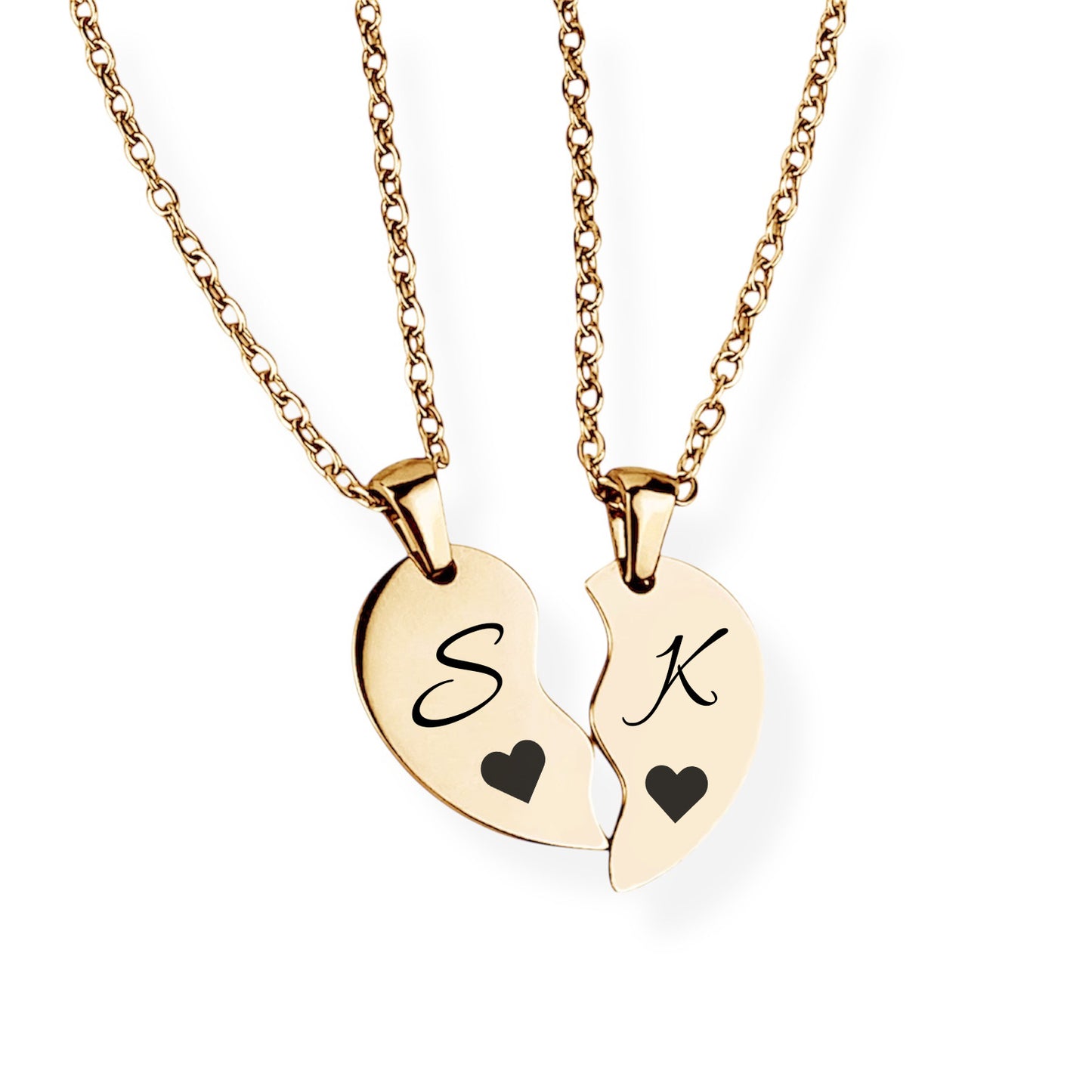 Paar-Herz-Halskette Gravur Gold Geschenk