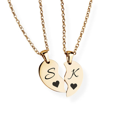 Paar-Herz-Halskette Gravur Gold Geschenk