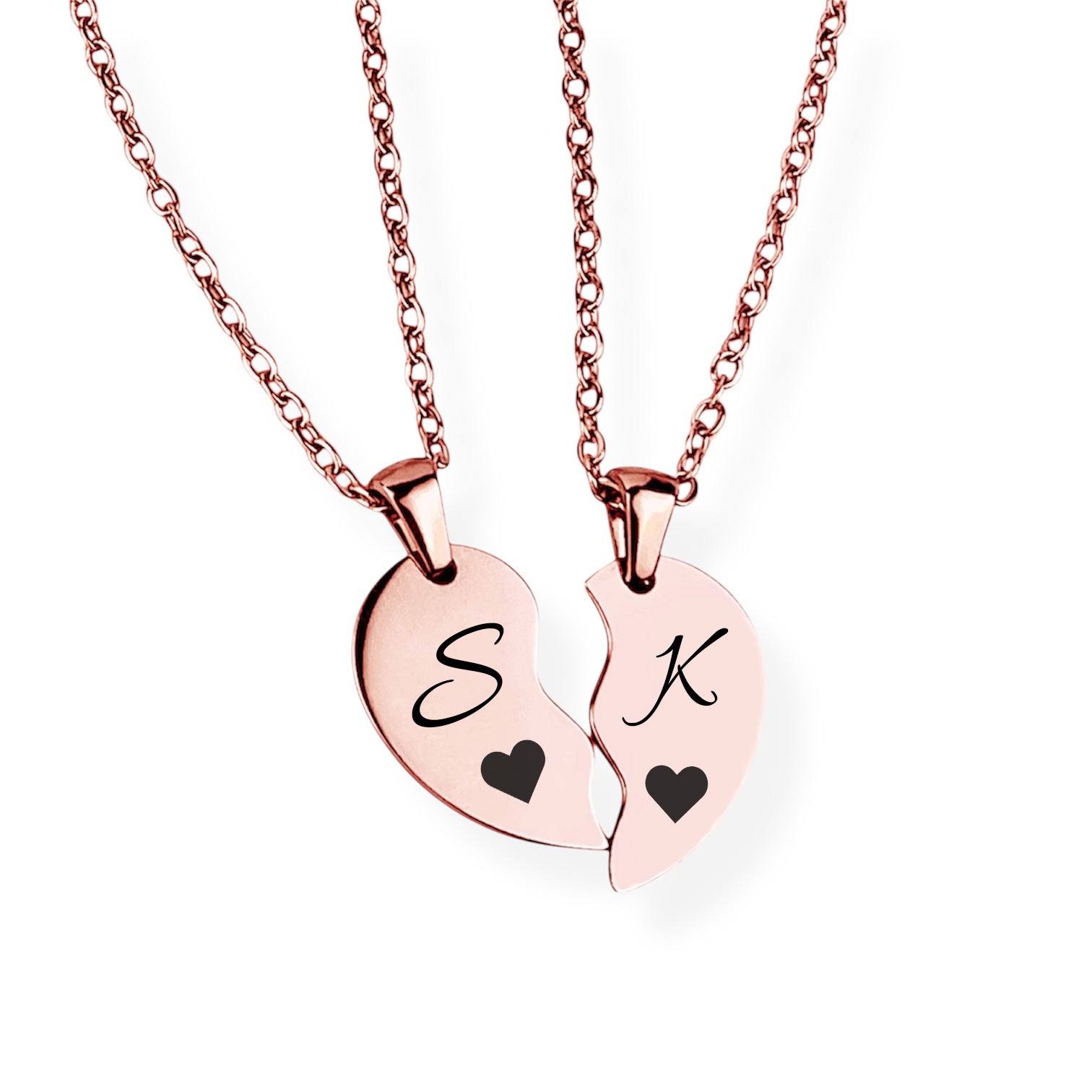 Paar-Herz-Halskette Gravur Rosegold Geschenk