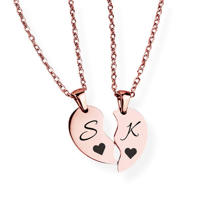 Paar-Herz-Halskette Gravur Rosegold Geschenk